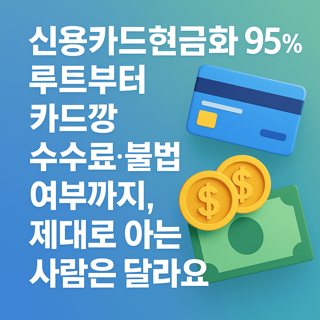 신용카드현금화 95 루트부터 카드깡 수수료·불법 여부까지